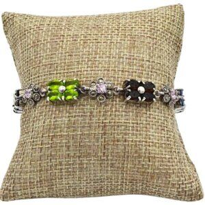 Semi-Precious Gemstone Link Tennis Bracelet